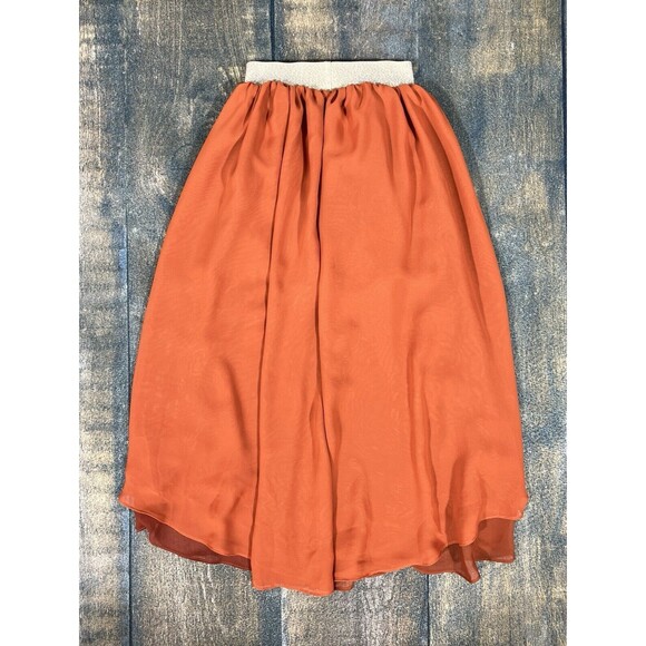 Pleiades Girls Size 5 Amber Orange Chiffon High Low Skirt! - Picture 6 of 6